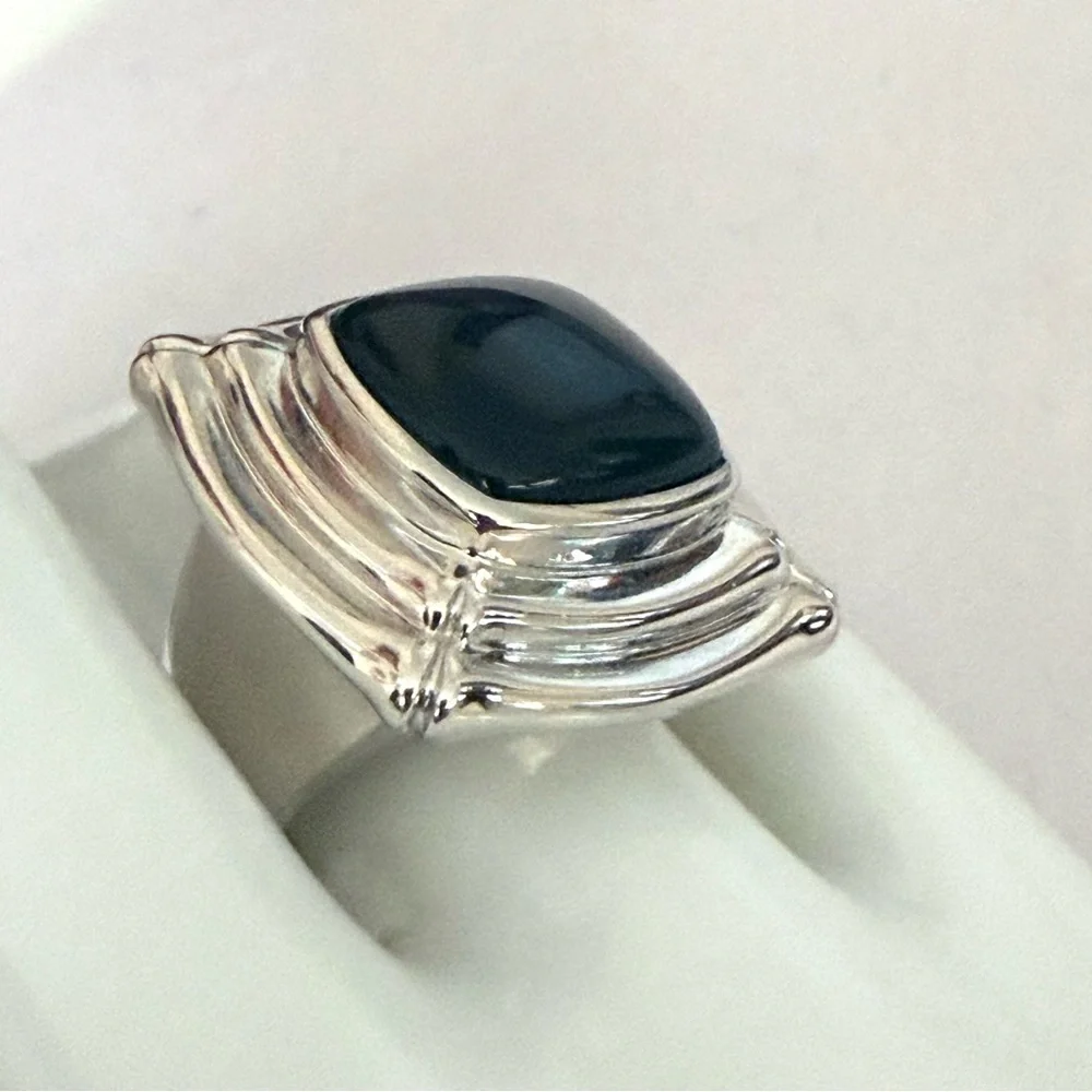 Elle Sterling Silver Onyx Ring 🔥EXCELLENT Condition Size 7